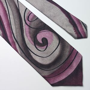J. Garcia Purple Gray Black Swirl Abstract Art Print 100% Silk Tie 2005 Vintage